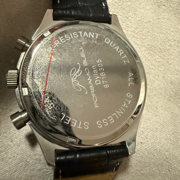 Porsamo Bleu Black Dial Silver Leather Watch - Picture 9 of 11